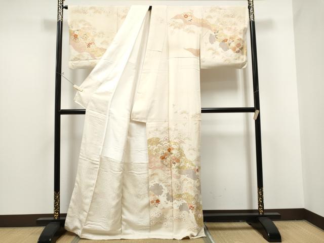 平和屋着物●訪問着 駒刺繍 雪輪草花紋 金彩 正絹 逸品 CAAP7132hy