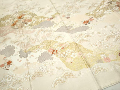 平和屋着物●訪問着 駒刺繍 雪輪草花紋 金彩 正絹 逸品 CAAP7132hy