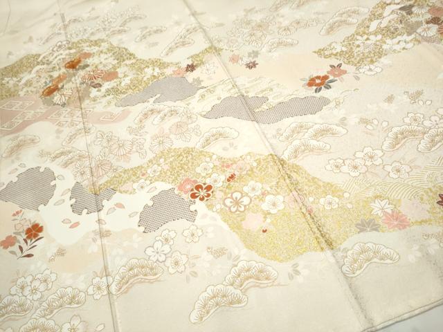 平和屋着物●訪問着 駒刺繍 雪輪草花紋 金彩 正絹 逸品 CAAP7132hy