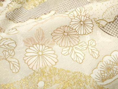 平和屋着物●訪問着 駒刺繍 雪輪草花紋 金彩 正絹 逸品 CAAP7132hy