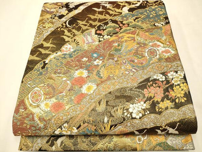 平和屋着物●六通柄袋帯 琳派瑞祥錦 本金箔つづれ 正絹 逸品 CAAP7158hy