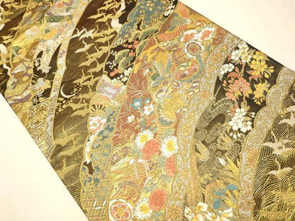 平和屋着物●六通柄袋帯 琳派瑞祥錦 本金箔つづれ 正絹 逸品 CAAP7158hy