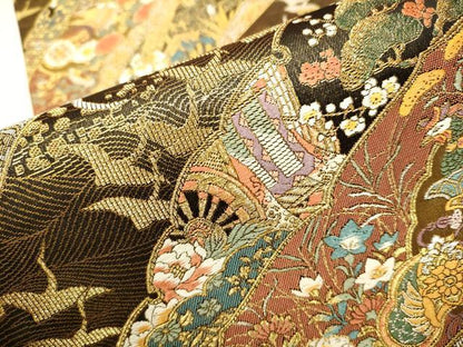 平和屋着物●六通柄袋帯 琳派瑞祥錦 本金箔つづれ 正絹 逸品 CAAP7158hy