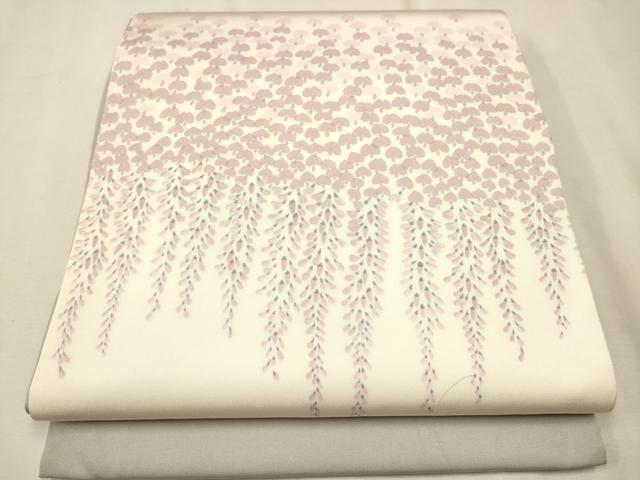 平和屋着物●塩瀬 九寸開き名古屋帯 藤花房 正絹 逸品 CAAP7179hy