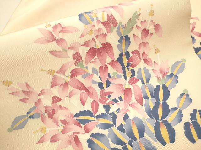 平和屋着物●塩瀬 九寸名古屋帯 作家物 草花文 正絹 逸品 CAAP7180hy