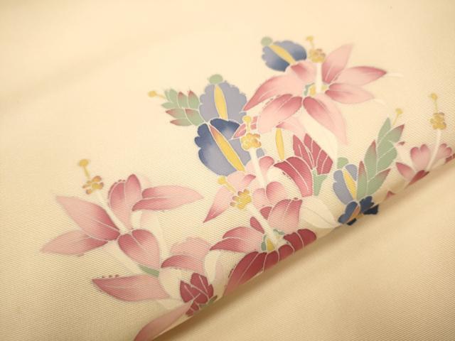 平和屋着物●塩瀬 九寸名古屋帯 作家物 草花文 正絹 逸品 CAAP7180hy