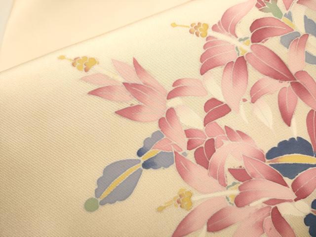 平和屋着物●塩瀬 九寸名古屋帯 作家物 草花文 正絹 逸品 CAAP7180hy
