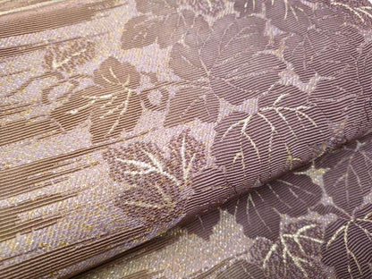 平和屋着物●両面　六通柄袋帯　輪奈織　蔦の葉文　金糸　正絹　逸品　CAAP7182hy