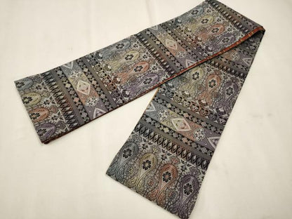 平和屋着物●両面 半幅帯 吉祥花唐草文 小川宏征作 証紙付き 正絹 逸品 CAAP7195hy