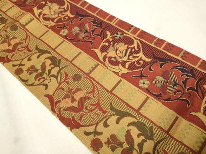 平和屋着物●両面 半幅帯 吉祥花唐草文 小川宏征作 証紙付き 正絹 逸品 CAAP7195hy
