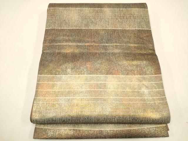 平和屋着物◎全通柄袋帯 横段文 引箔 正絹 逸品 CAAP8020ft