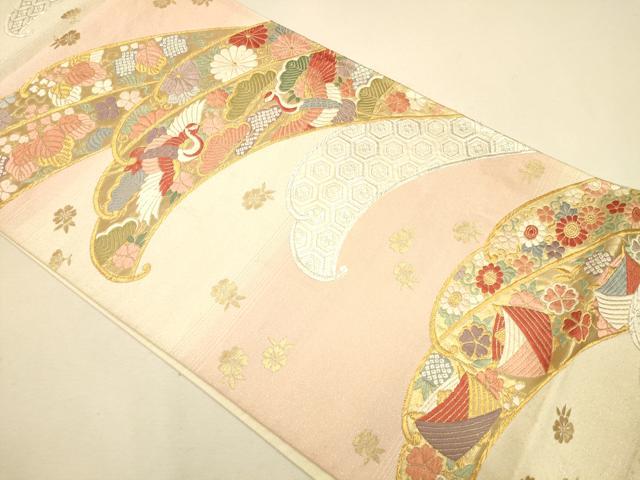 平和屋着物◎六通柄袋帯 唐織 綾綴 波取小袖文 金銀糸 正絹 逸品 CAAP8024ft