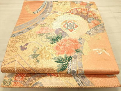 平和屋着物◎六通柄袋帯 唐織 花鼓文 金糸 引箔 正絹 逸品 CAAP8038ft