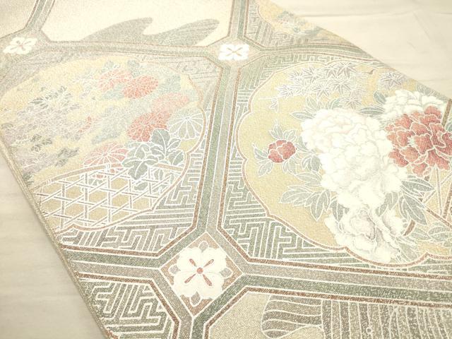 平和屋着物◎太鼓柄袋帯 綴れ 職工花文 正絹 逸品 CAAP8040ft
