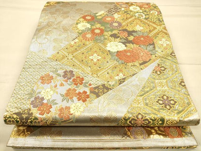 平和屋着物◎六通柄袋帯　唐織　吉祥花文　金銀糸　引箔　正絹　逸品　CAAP8063ft