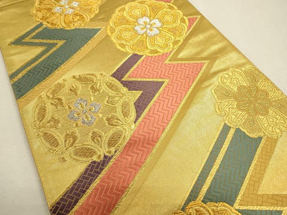 平和屋着物◎六通柄袋帯 正倉院花文 金銀糸 引箔 正絹 逸品 CAAP8139ft