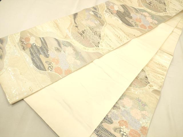 平和屋着物◎六通柄袋帯 桃山絵巻 道長風景文 金糸 引箔 正絹 逸品 CAAP8200ft
