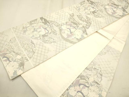 平和屋着物◎六通柄袋帯　清風鳳凰文　プラチナ箔　正絹　逸品　CAAP8219ft
