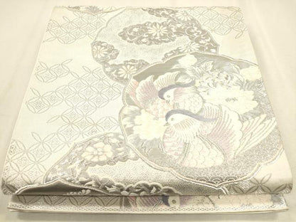 平和屋着物◎六通柄袋帯　清風鳳凰文　プラチナ箔　正絹　逸品　CAAP8219ft