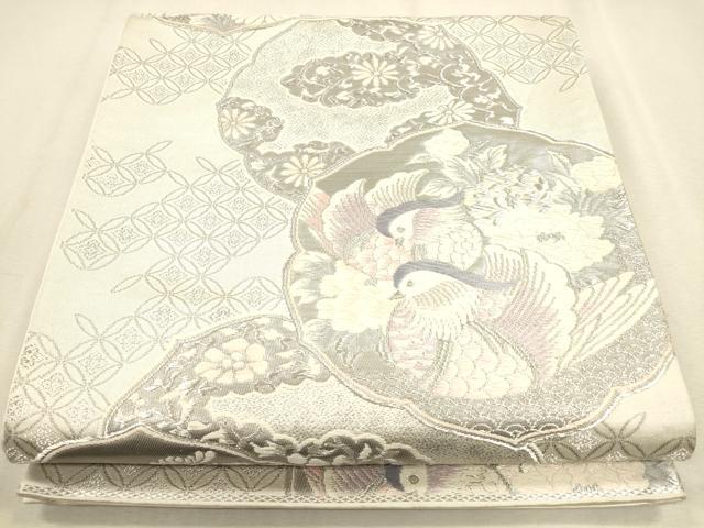 平和屋着物◎六通柄袋帯　清風鳳凰文　プラチナ箔　正絹　逸品　CAAP8219ft