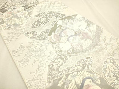 平和屋着物◎六通柄袋帯　清風鳳凰文　プラチナ箔　正絹　逸品　CAAP8219ft