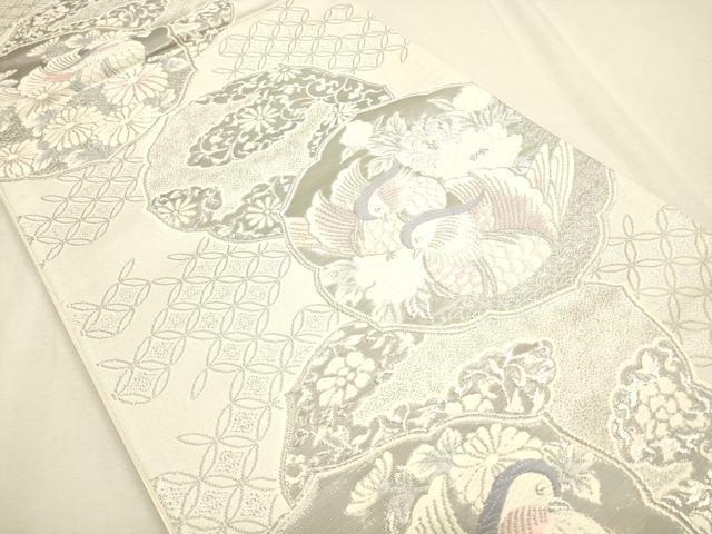 平和屋着物◎六通柄袋帯　清風鳳凰文　プラチナ箔　正絹　逸品　CAAP8219ft