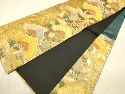 平和屋着物◎六通柄袋帯 草花文 金銀糸 正絹 逸品 CAAP8230ft