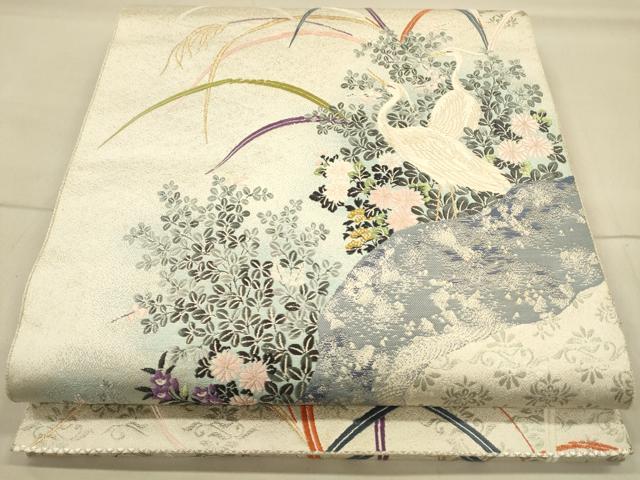 平和屋着物◎六通柄袋帯 九百錦 春秋宴鳥文 金銀糸 正絹 逸品 CAAP8275ft
