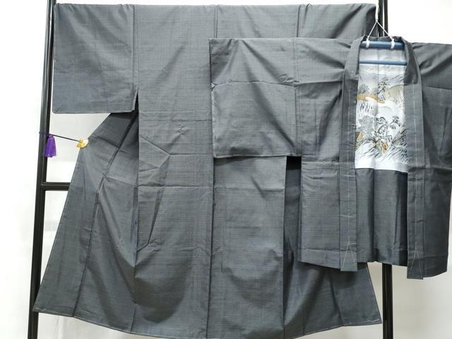 RK-1058 紳士着物 大島紬 アンサンブル 亀甲絣 着物 正絹 袷