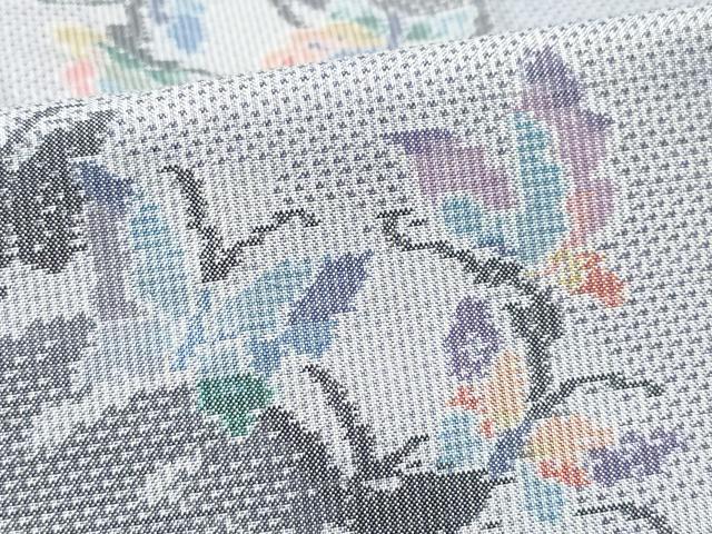平和屋着物▽都喜ヱ門　本場大島紬　単衣　白大島　7マルキ　舞蝶文　藤絹織物謹製　正絹　逸品　未使用　CAAQ0001vf