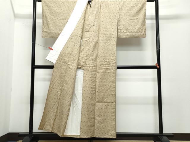 平和屋着物▽上質な紬　単衣　絣文様　正絹　逸品　CAAQ0007vf