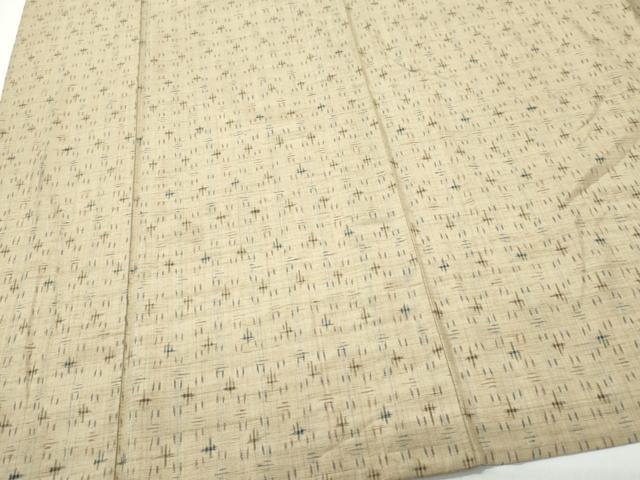 平和屋着物▽上質な紬　単衣　絣文様　正絹　逸品　CAAQ0007vf