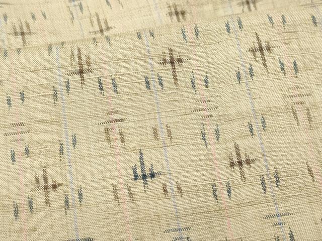 平和屋着物▽上質な紬　単衣　絣文様　正絹　逸品　CAAQ0007vf