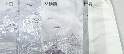 平和屋着物▽訪問着 単衣 風景渡り橋草花文 正絹 逸品 CAAQ0008vf