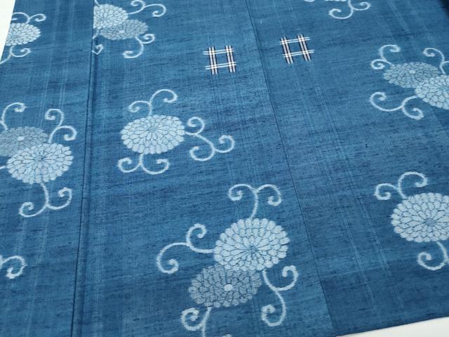 平和屋着物▽上質な紬 単衣 菊唐草文 正絹 逸品 CAAQ0009vf