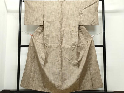 平和屋着物▽上質な紬　単衣　霞文　正絹　逸品　CAAQ0011vf