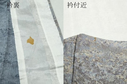 平和屋着物▽野の陶人 加藤唐九郎 陶彩染 膨れ織り 小紋 単衣 霞文 正絹 逸品 CAAQ0012vf
