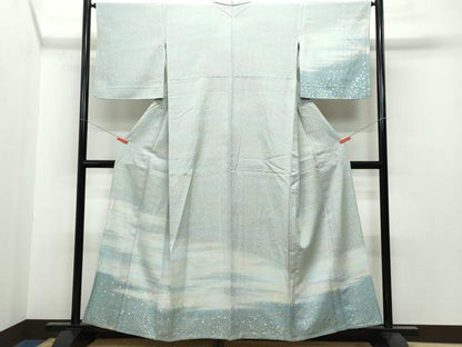 平和屋着物▽訪問着 単衣 刺繍 箔散らし 霞文 金彩 やまと誂製 正絹 逸品 CAAQ0015vf