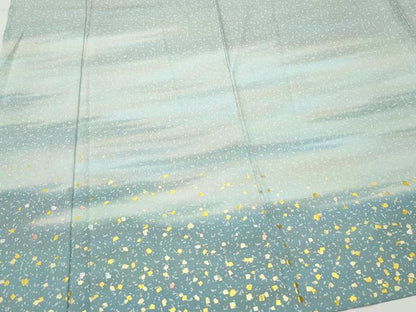 平和屋着物▽訪問着 単衣 刺繍 箔散らし 霞文 金彩 やまと誂製 正絹 逸品 CAAQ0015vf