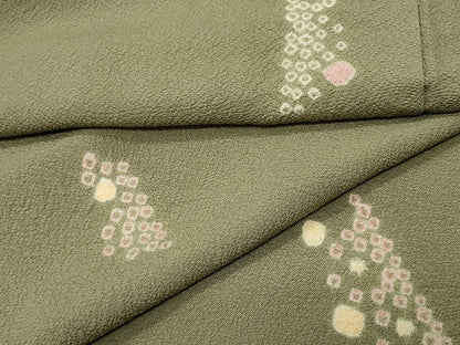 平和屋着物▽上質な小紋　単衣　絞り　抽象文　正絹　逸品　CAAQ0019vf
