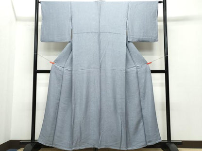 平和屋着物▽上質な色無地 単衣 草花地紋 藤煤竹色 正絹 逸品 CAAQ0024vf