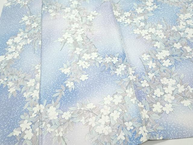 平和屋着物▽上質な小紋 単衣 枝花文 正絹 逸品 CAAQ0025vf