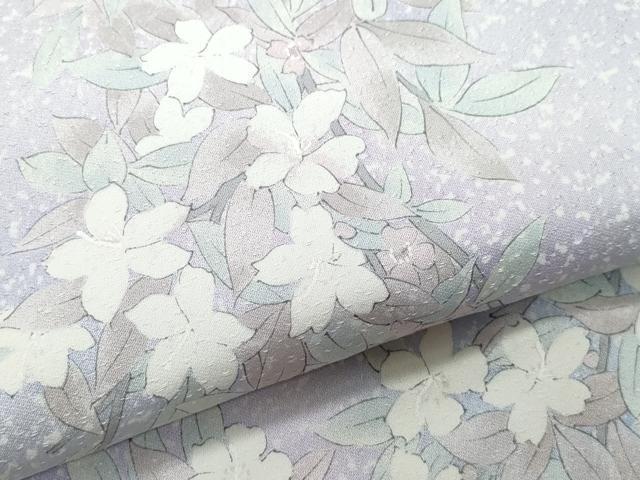 平和屋着物▽上質な小紋 単衣 枝花文 正絹 逸品 CAAQ0025vf