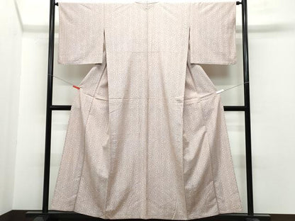 平和屋着物▽上質な紬　単衣　麻の葉文　正絹　逸品　CAAQ0026vf