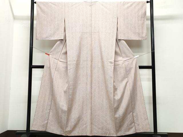 平和屋着物▽上質な紬　単衣　麻の葉文　正絹　逸品　CAAQ0026vf
