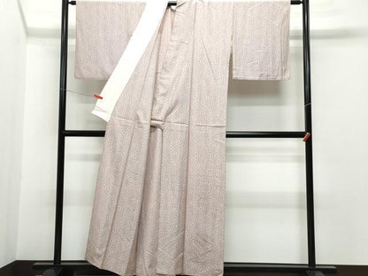 平和屋着物▽上質な紬　単衣　麻の葉文　正絹　逸品　CAAQ0026vf