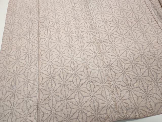 平和屋着物▽上質な紬　単衣　麻の葉文　正絹　逸品　CAAQ0026vf