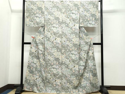 平和屋着物▽上質な小紋 単衣 更紗花唐草文 正絹 逸品 未使用 CAAQ0027vf