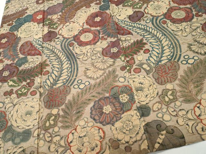 平和屋着物▽訪問着 単衣 紬地 辻が花 正絹 逸品 CAAQ0028vf
