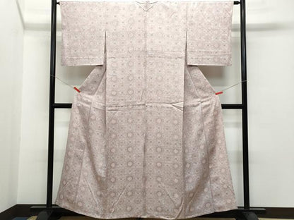 平和屋着物▽上質な小紋　単衣　蜀江花文　正絹　逸品　CAAQ0032vf